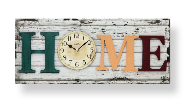 Wanduhr modern Schriftzug: Home 40 x 17 x 5 cm - AMS 9428