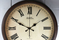 Funkwanduhr hellbraunes Zifferblatt, Metall - AMS 5977