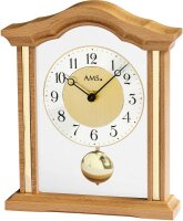 Tischuhr Pendeluhr von AMS Quarz-Uhrwerk, aus Buchenholz...
