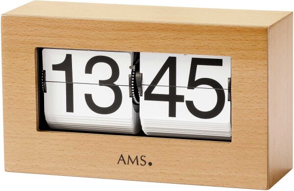 Tischuhr modern massives Holzgeh&auml;use aus made of beech wood - AMS 1175/18