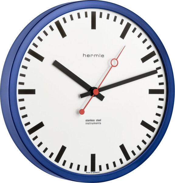 Hermle wall clock in station style quartz movement made of stainless steel - Hermle 30471-Q72100