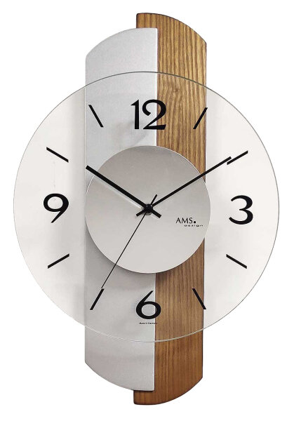 Quarzwanduhr modern 27 x 42 x 6cm - AMS 9211